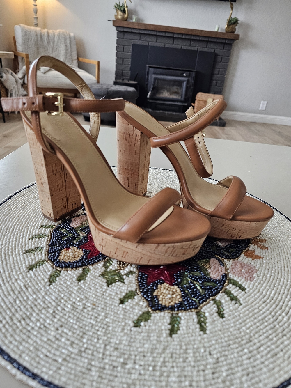 Michael Kors Brown Cork Platform Sandals